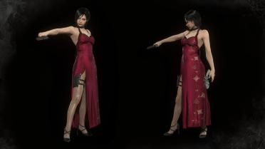 RE4 2005 Burgundy Classic Recolor Add-On - Ada Wong Red Dress Reimagined