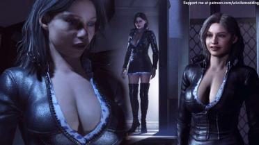 Claire in Nico Robin's Lambskin Leather Dress