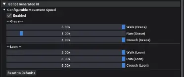 Configurable Movement Speed