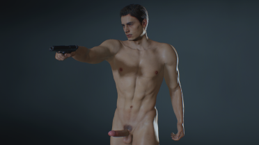 Nude erected leon 