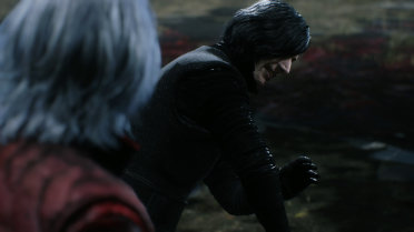 Robeless Kylo Ren's costume and V's lightsaber