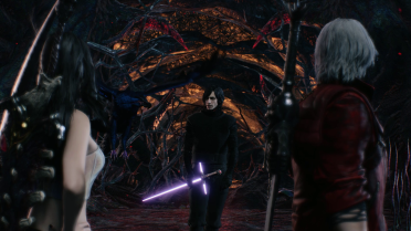 Robeless Kylo Ren's costume and V's lightsaber
