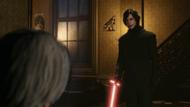 Robeless Kylo Ren's costume and V's lightsaber