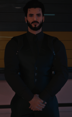 All black suit shirt and vest