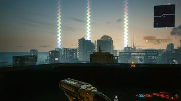 Holographic beam-the light of night city