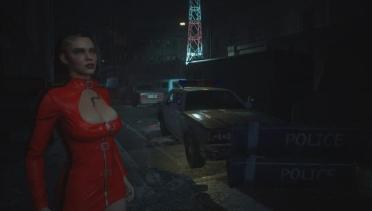 Jill Moto Dress - Red and Black Patch
