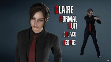 Claire Formal Suit - Black Red Tie (Patch)