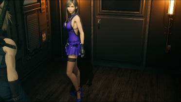 Tifa Black Sheer and Floral Hosiery Options for Purple Dress