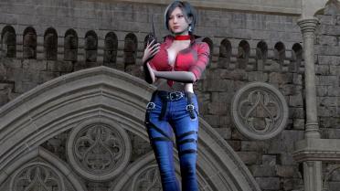 Ada Sexy Red Jeans Suit