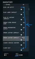 All Clothes, Helmet, Backpack Items