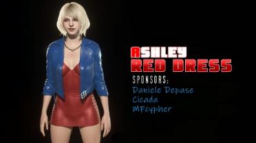 Ashley Leather Jacket And Red Dress